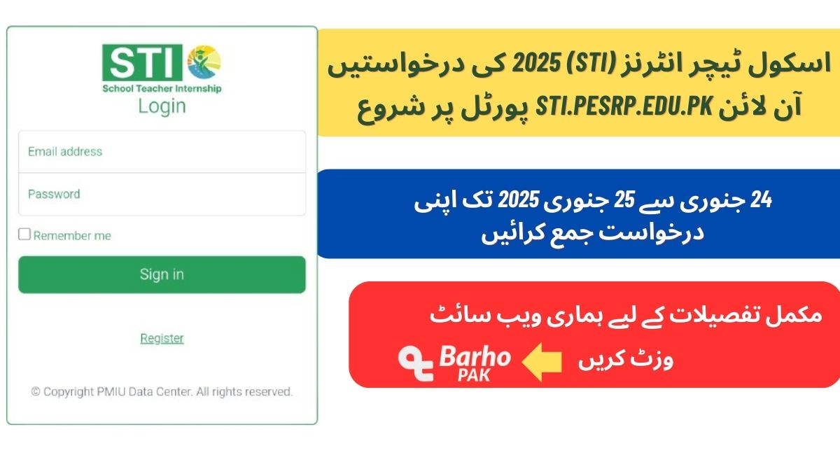 STI Jobs 2025 Portal Online Application @sti.pesrp.edu.pk